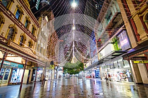 `Boulevard of light` This is Christmas sparkle light forest installation at Pitt St Mall, Sydney Downtown.